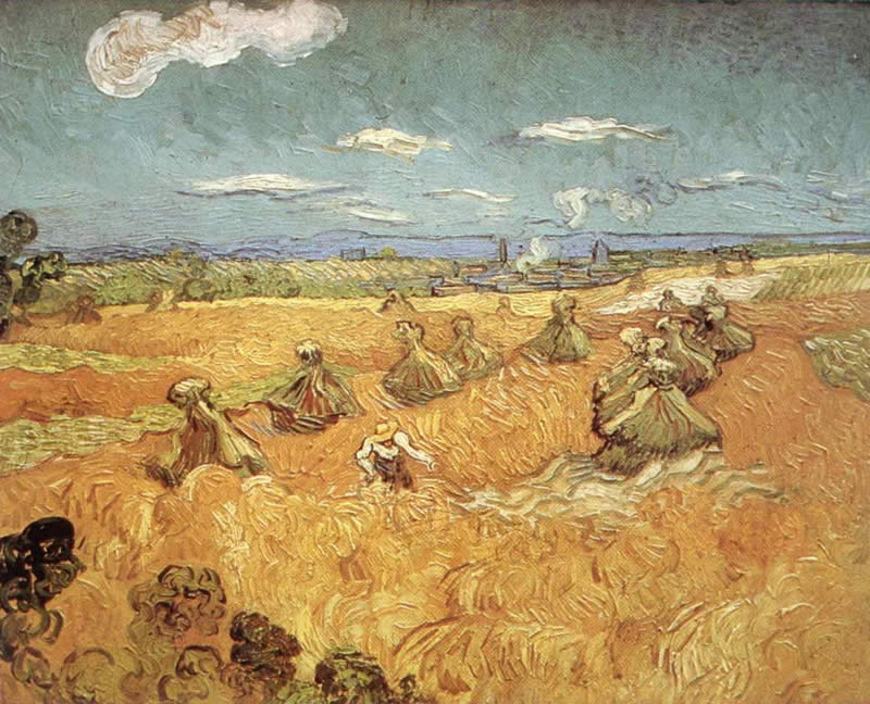 Vincent van Gogh Wheat Stacks with Reaper